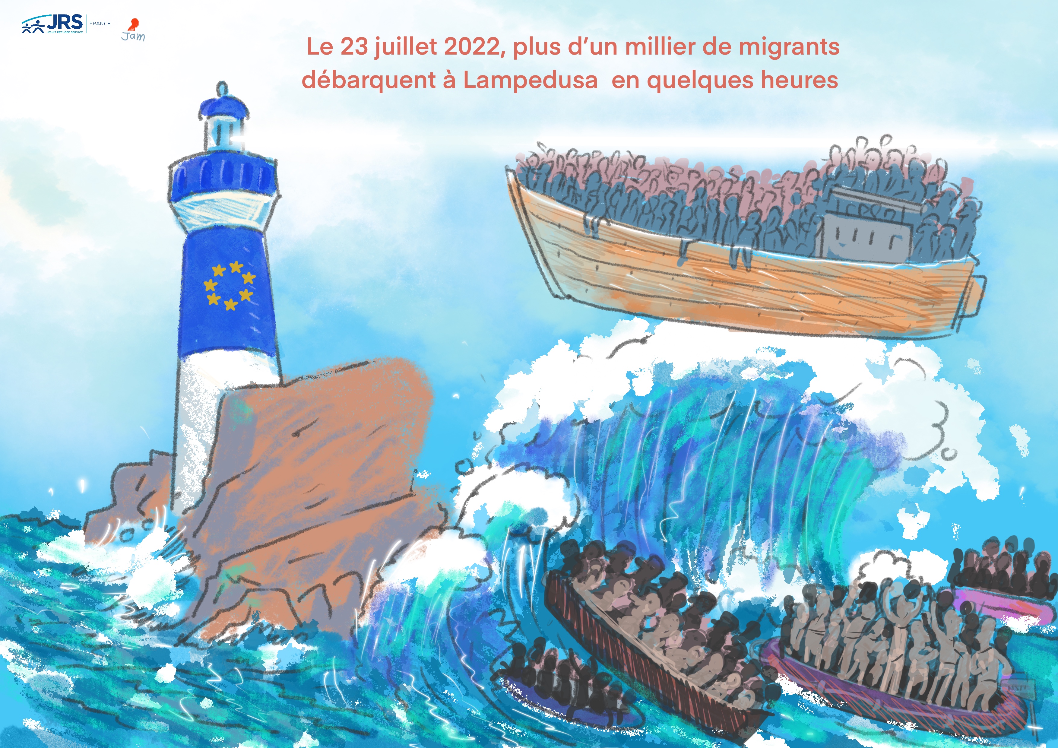 Juillet 2022: Le 23 juillet, de nombreux bateaux de migrants sont arrivés sur les côtes italiennes, sur l'île de Lampedusa.